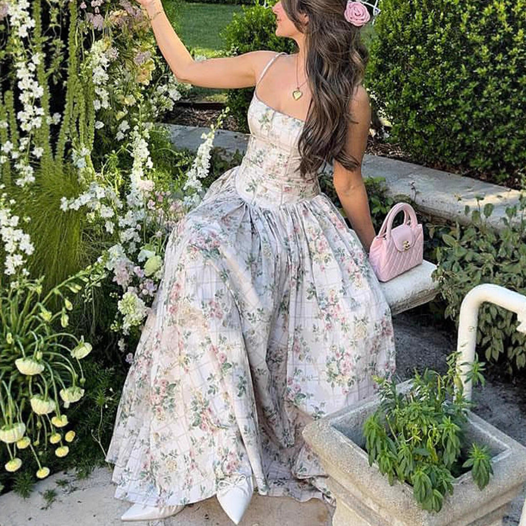 Printed Strapless Dress Summer Fitted Backless Long Dress Elegant High-End Style Beautiful Summer Dress