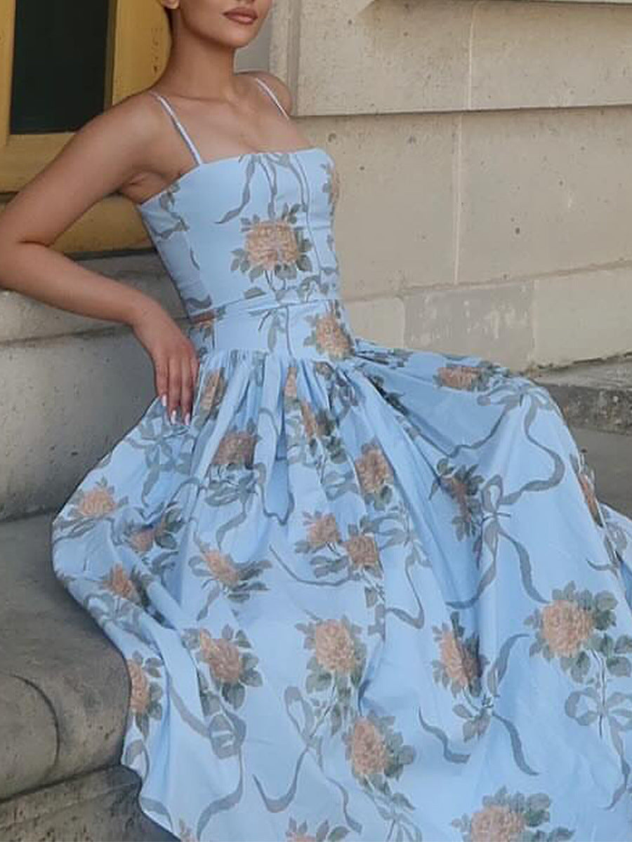 Printed Strapless Dress Summer Fitted Backless Long Dress Elegant High-End Style Beautiful Summer Dress